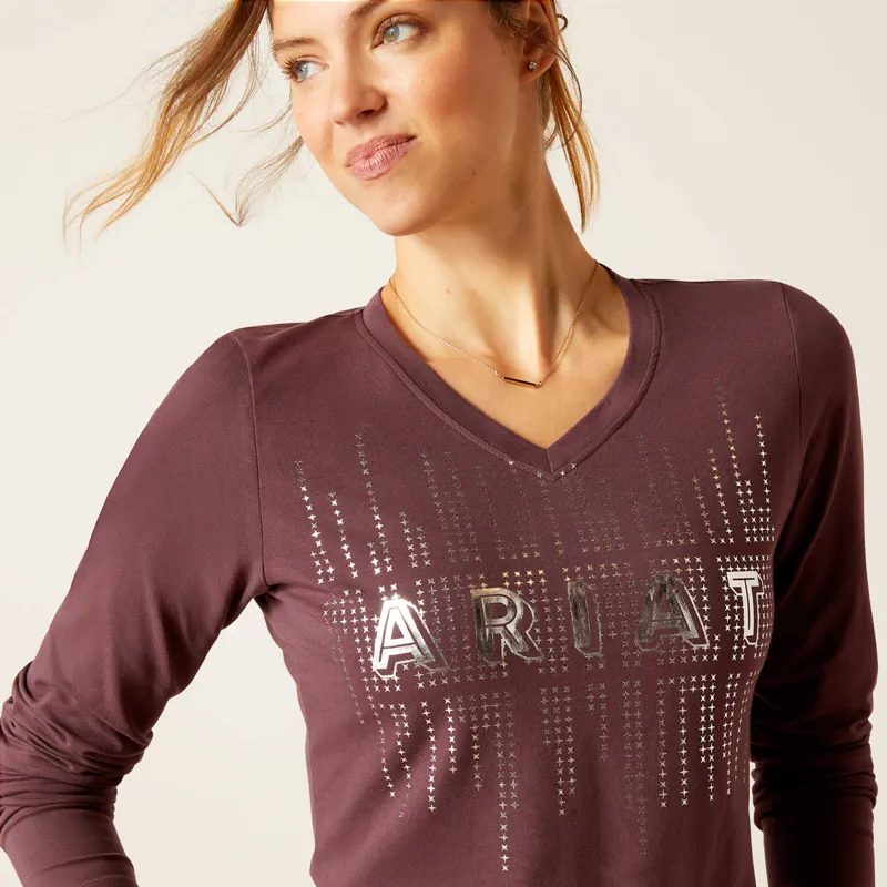 Ariat Women's Glitz Long Sleeve T-Shirt - Huckleberry-2
